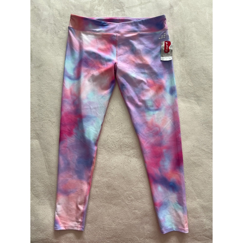 BCG Girls Training Printed Leggings Cherry Blossom Tie Dye Pink Purple XL NEW